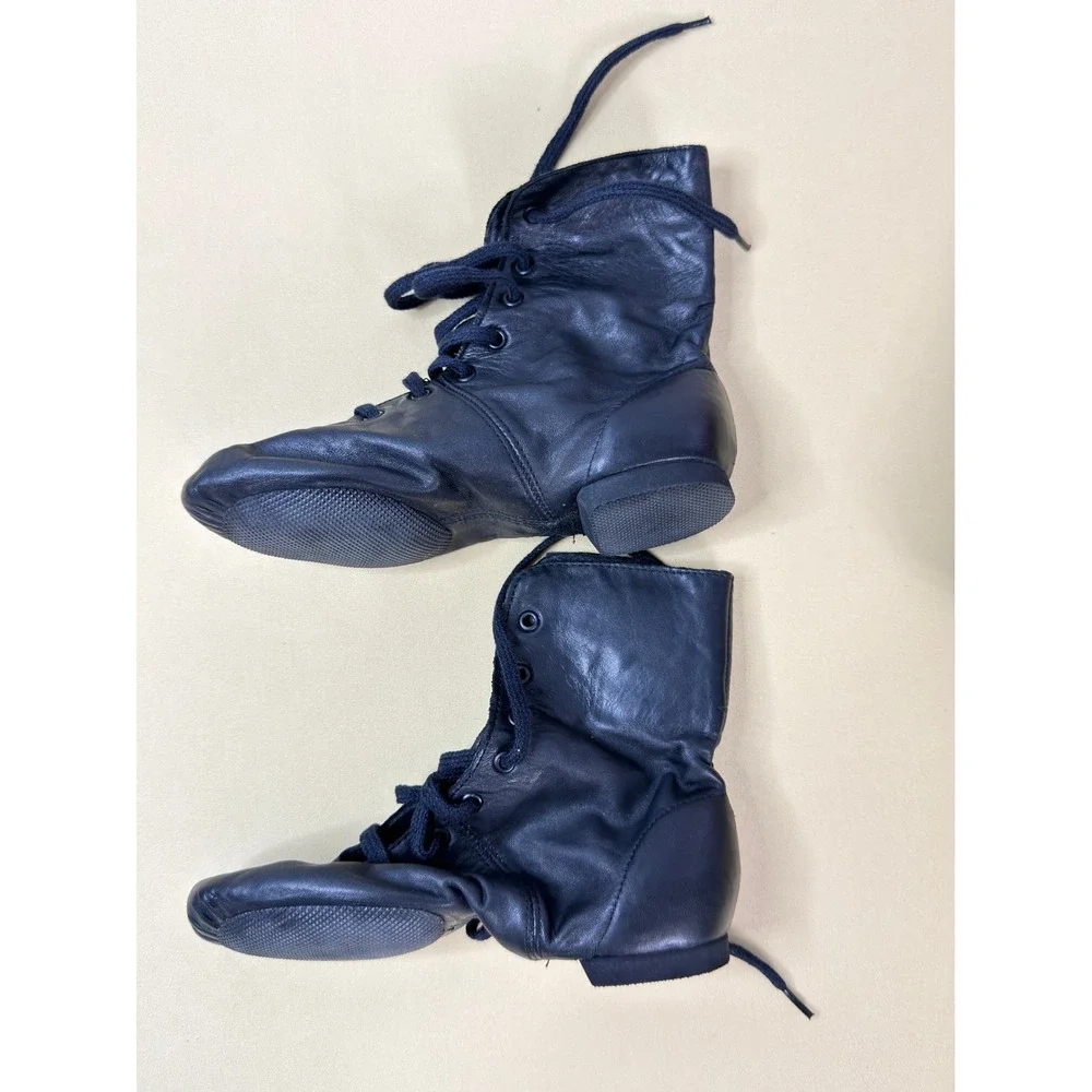 Vtg Capezio The Dancemaker Black Leather Jazz Boots CA02C Size 1.5 M NIB 80s 90s